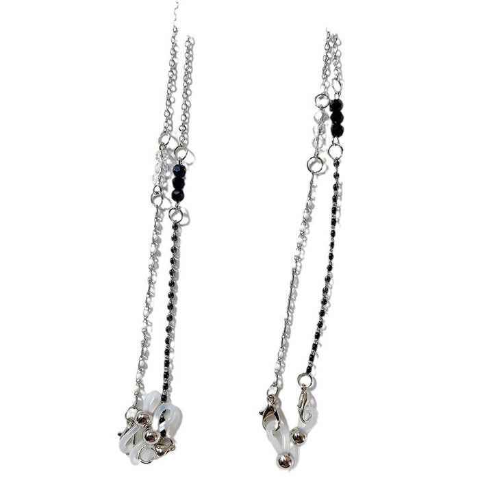 Elegante Brillenhalterkette mit Schwarzen Perlen Karnz