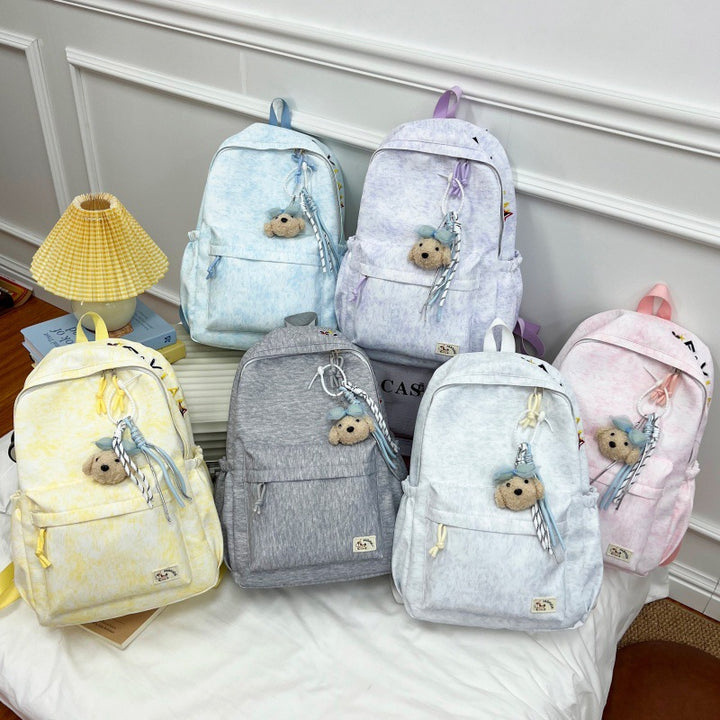 Lässiger weicher Stoff Rucksack mit süßem Charm Karnz