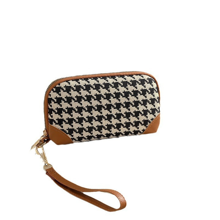 Elegante Hahnentritt Reißverschluss-Tasche Karnz
