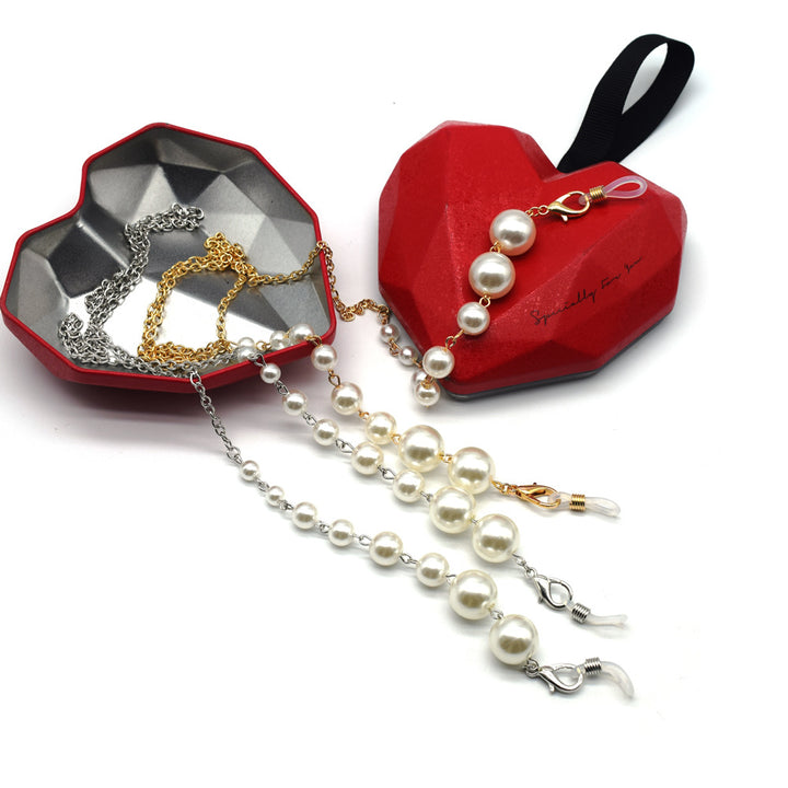 Elegante Perlen- und Silber-Brillenband Karnz