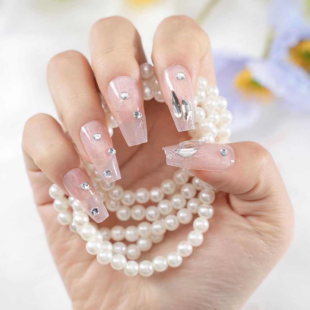 Glamouröse Strass Press-On Nägel Karnz