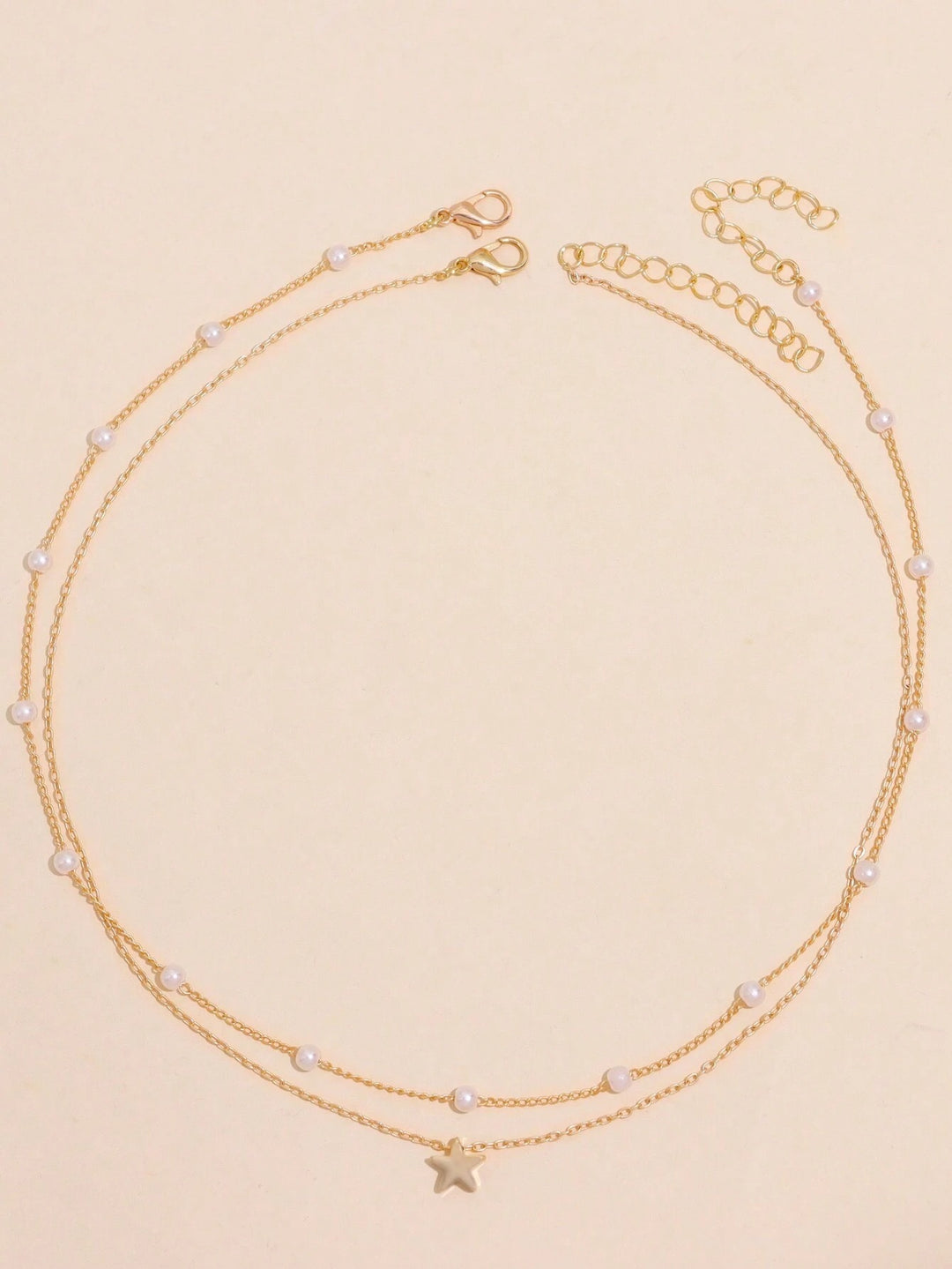 Schichtige Perle und Stern Charm Halskette Karnz