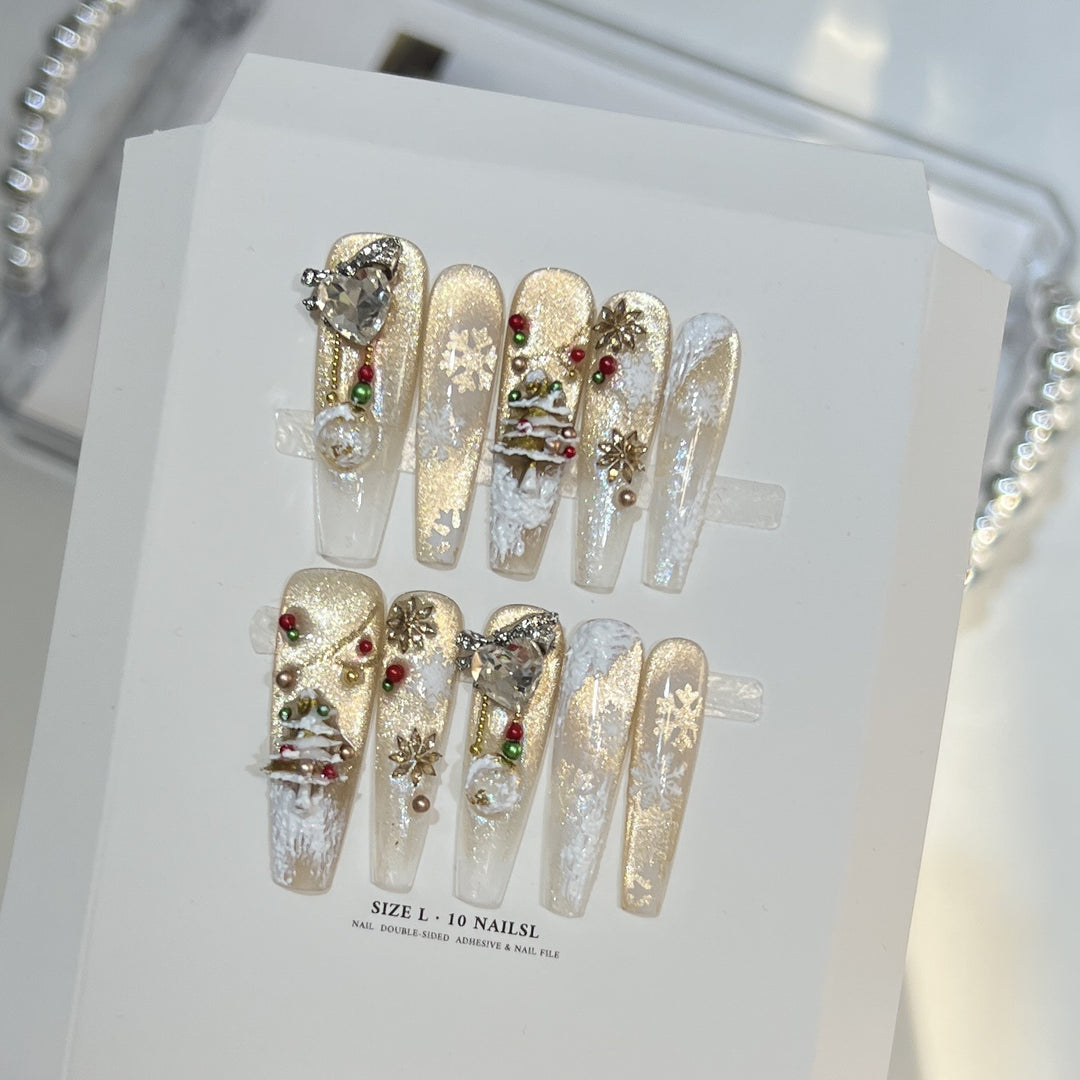 Festliche Glamour Stiletto Press-On Nagelkunst Set Karnz