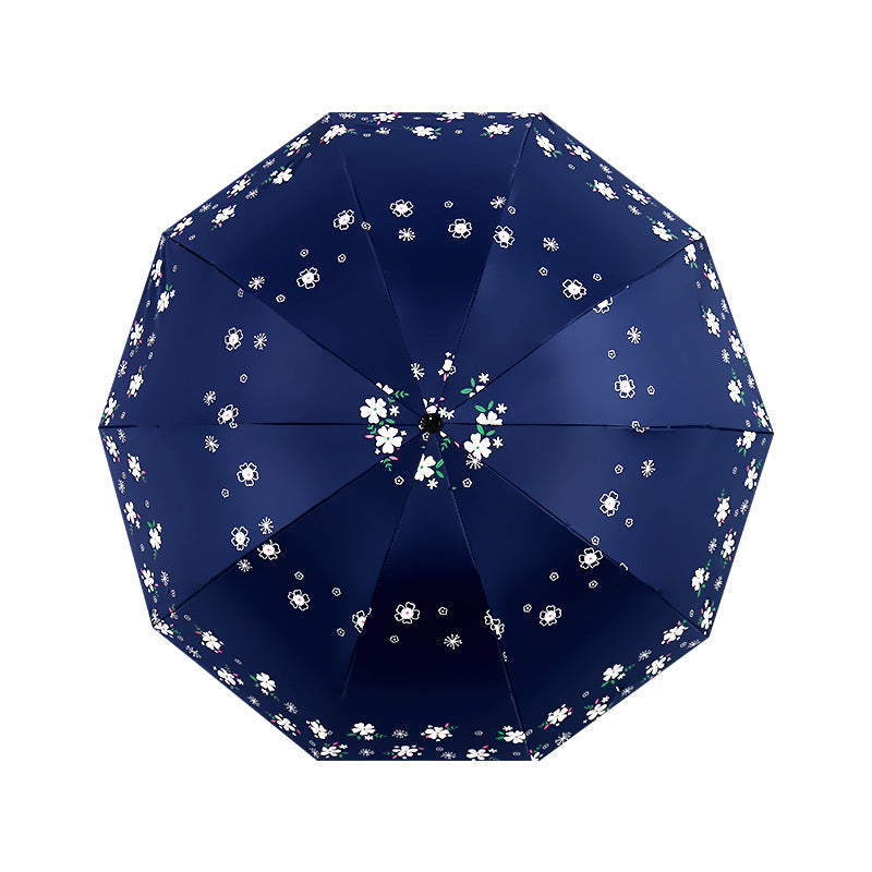 Damen Stilvoller Falt-Regenschirm mit floralen Motiven Karnz