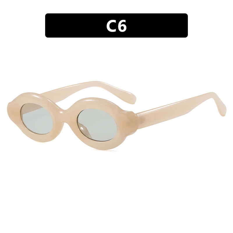 Damen Sonnenbrille im trendigen Retro-Design mit ovalen Gläsern Karnz