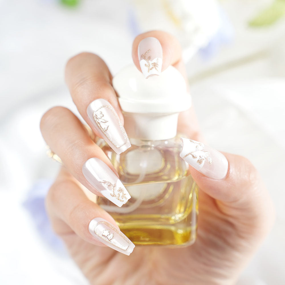 Blumenmuster Press-On Nagelset Karnz