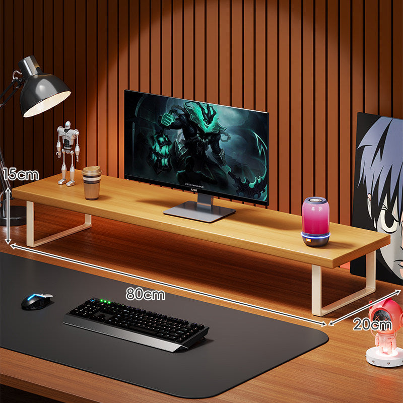 Massivholz-Monitorständer mit minimalistischem U-Rahmen aus Metallbeinen