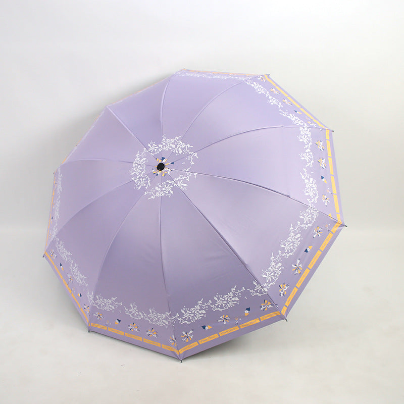 Damen Eleganter Falt-Regenschirm mit floralen Mustern Karnz