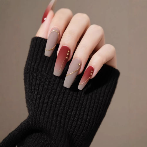Künstlerisches Gradient Press-On Nagelset mit Sternakzenten