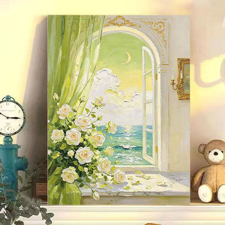 Romantische florale Landschaft Leinwandkunst Karnz