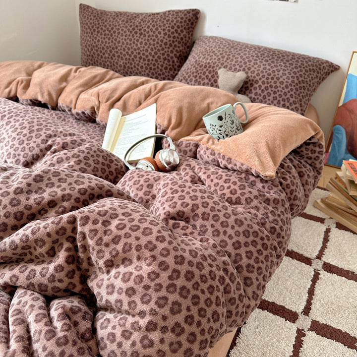 Premium Weiche Gestreifte Fleece Bettwäsche Set