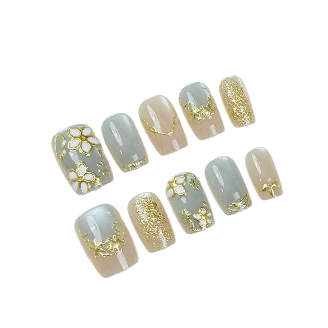 Blumenmuster Press-On Nagelset Karnz