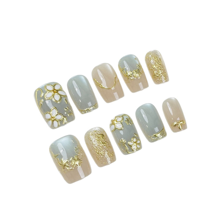 Blumenmuster Press-On Nagelset Karnz
