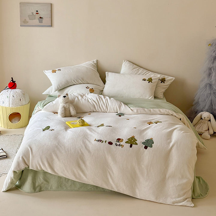 Bettwäsche-Set mit bestickten Cupcake-Motiven und weicher Baumwollmischung