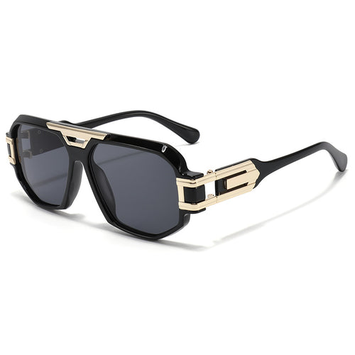 Statement Quadratrahmen Sonnenbrille mit dekorativen goldenen Akzenten Karnz
