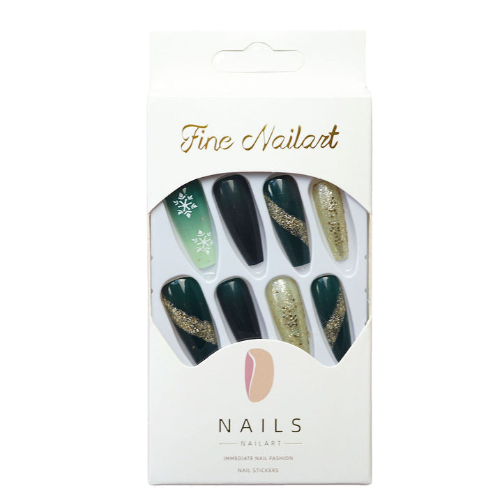 Glitzerndes Langes Stiletto Press-On Nagelset Karnz