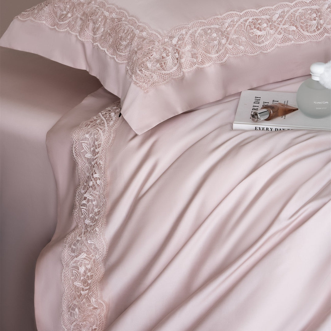 Seidiger Charmeuse Bettbezug Set mit verdecktem Verschluss und passenden Kissenbezügen