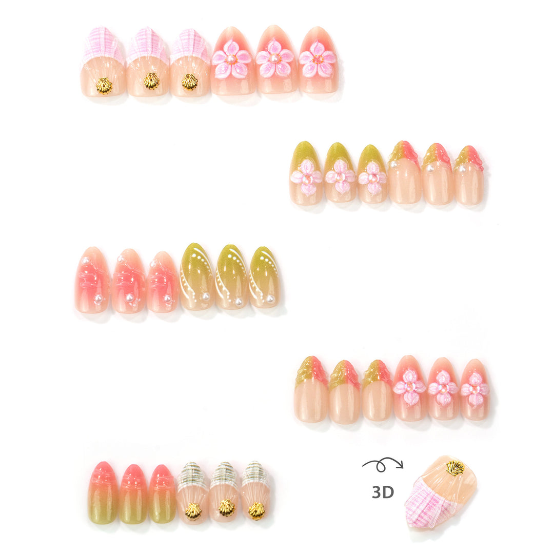 Künstlerisches floral verziertes Press-On-Nagelset