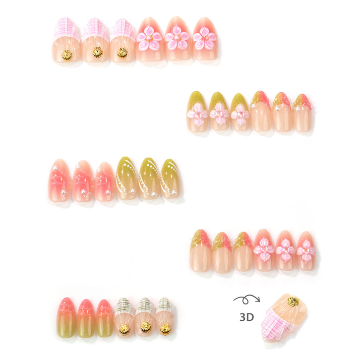 Künstlerisches floral verziertes Press-On-Nagelset