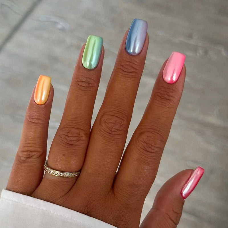 Iridescent Metallic Press-On Nail Set Karnz