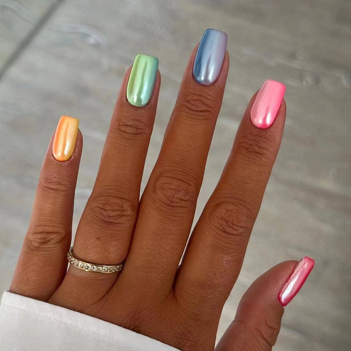 Iridescent Metallic Press-On Nail Set Karnz