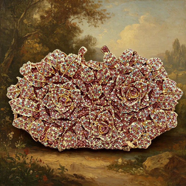 Blumig verzierte Abend-Clutch