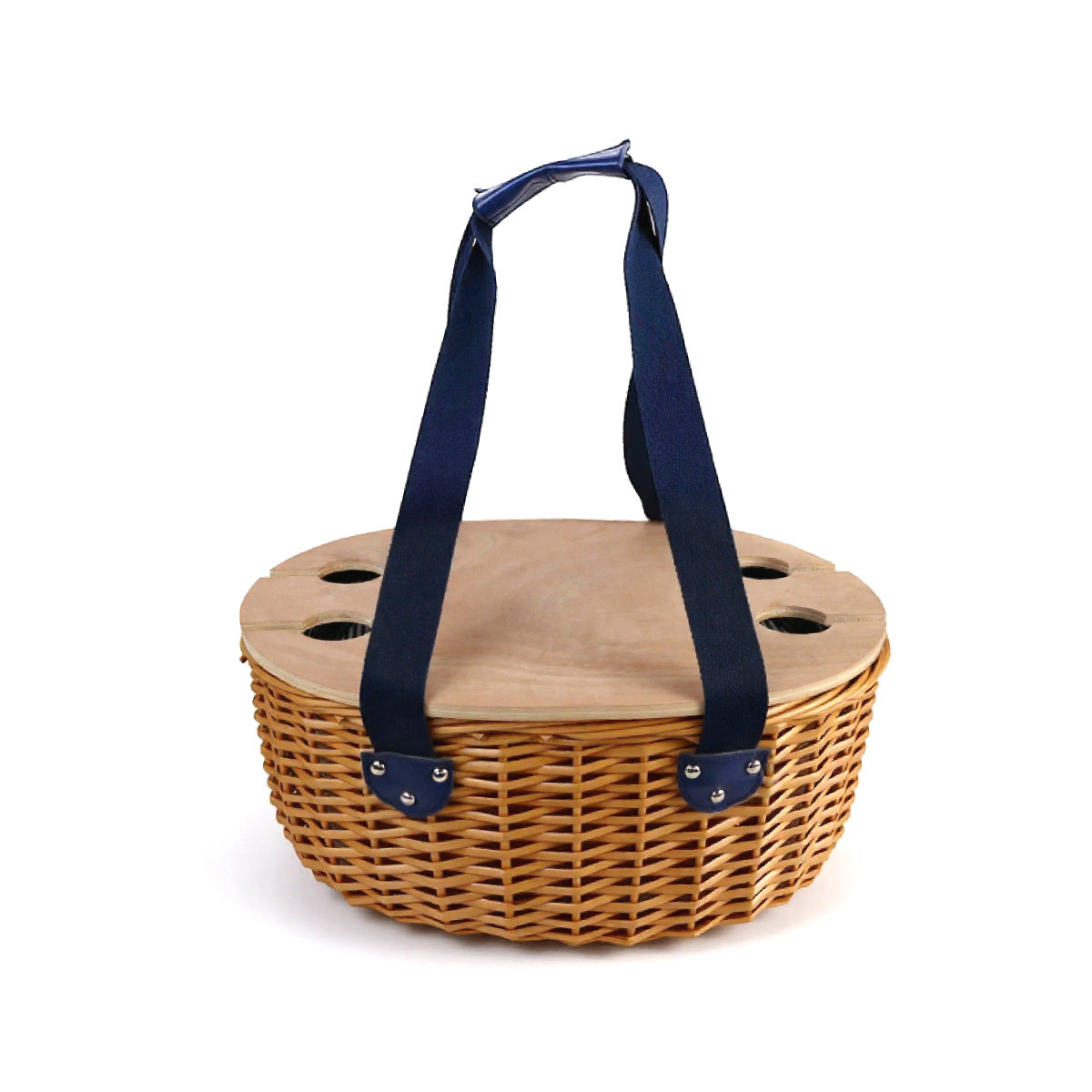 Damen Picknickkorb mit abnehmbarem Holzdeckel und stabilen Griffe Karnz
