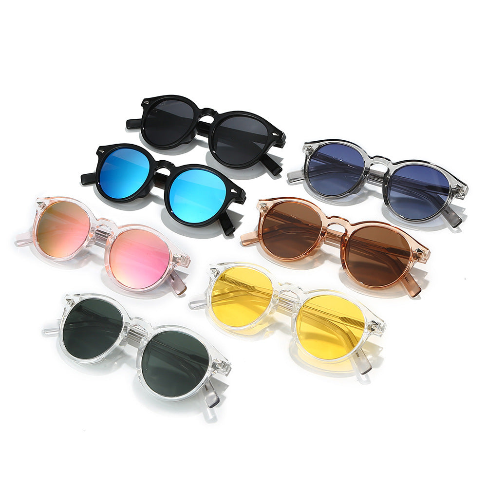 Damen modische Sonnenbrille mit transparentem Rahmen und gelben Gläsern Karnz