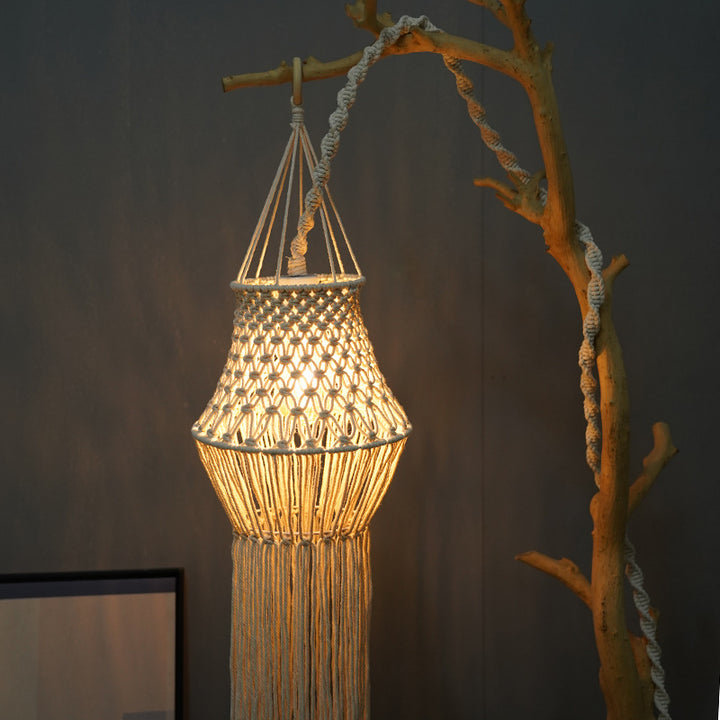 Macramé Pendelleuchte Schirm Karnz