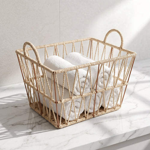 Eleganter Badezimmer Aufbewahrungskorb aus Naturmaterial Karnz