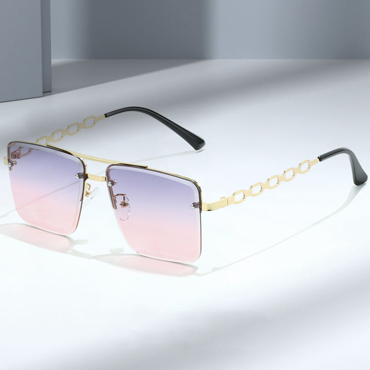 Damen Quadratische Sonnenbrille mit eleganter Kettenstruktur Karnz