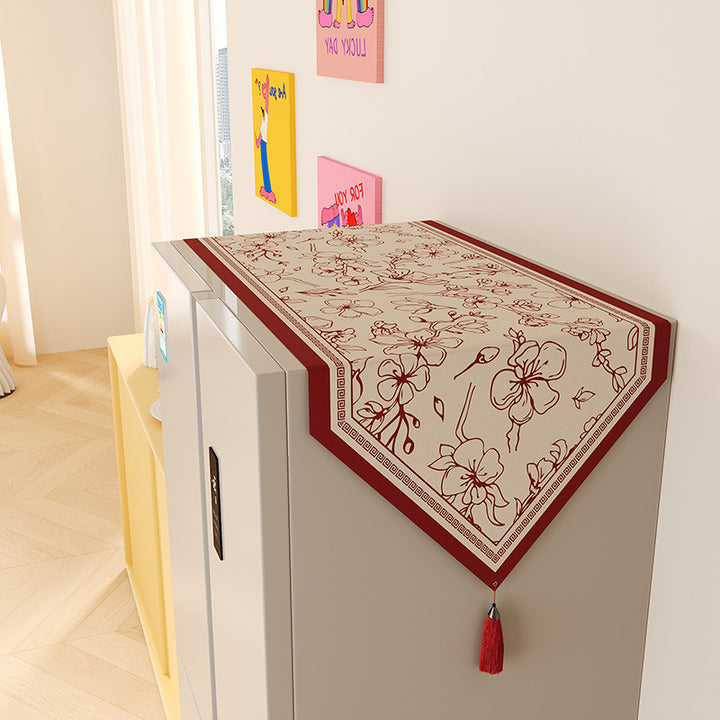 Refrigerator Top Floral Jacquard Runner with Tassel