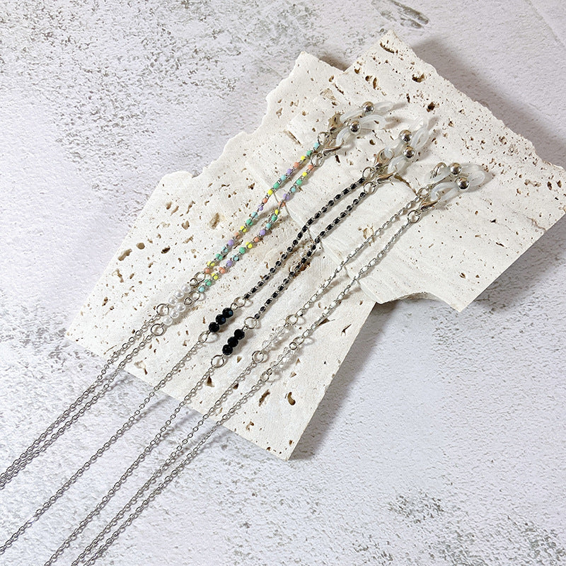 Elegante Brillenhalterkette mit Schwarzen Perlen Karnz