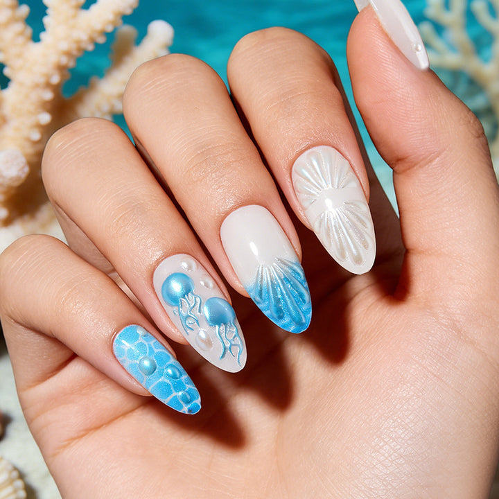 Künstlerisch von Muscheln inspiriertes Nagelkunst-Set Karnz