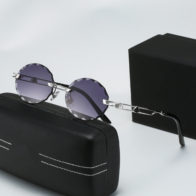 Damen runde Sonnenbrille mit einzigartigem Wellendesign und hochwertigem Metallrahmen Karnz