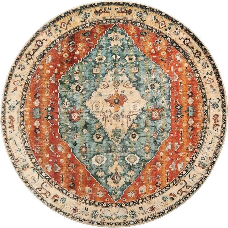 Runder Vintage Floral Teppich