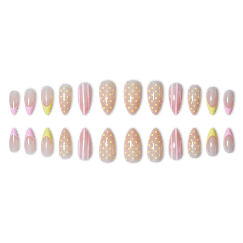 Künstlerisches Press-On-Nagelset mit Punkten und Ombre-Design Karnz