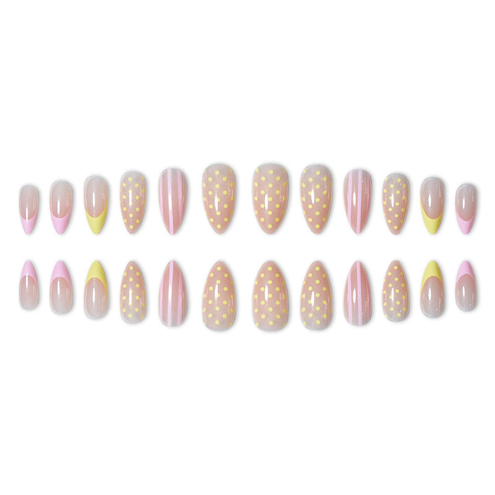 Künstlerisches Press-On-Nagelset mit Punkten und Ombre-Design Karnz