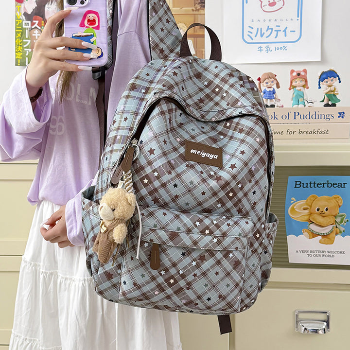 Stylischer leichter Rucksack mit niedlichem Teddybär-Schlüsselanhänger Karnz