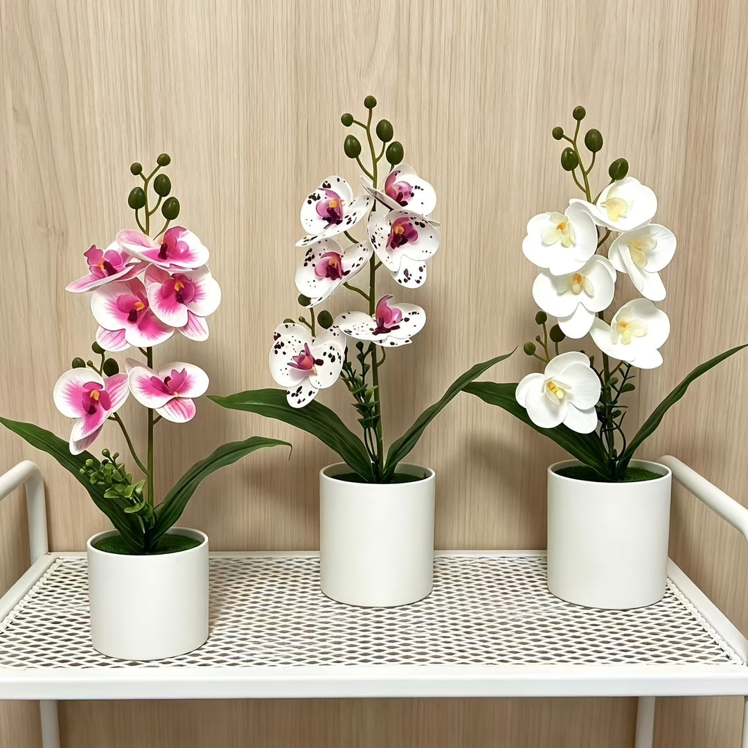 Elegante künstliche Orchideenpflanzenanordnung für die Innenausstellung