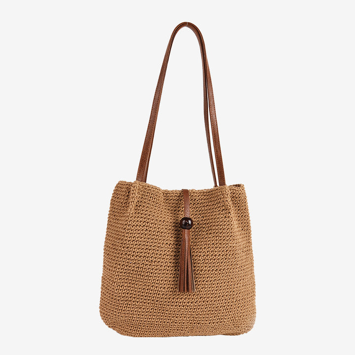 Damen Handgefertigte Shopper Tasche mit dekorativem Quastendetail Karnz
