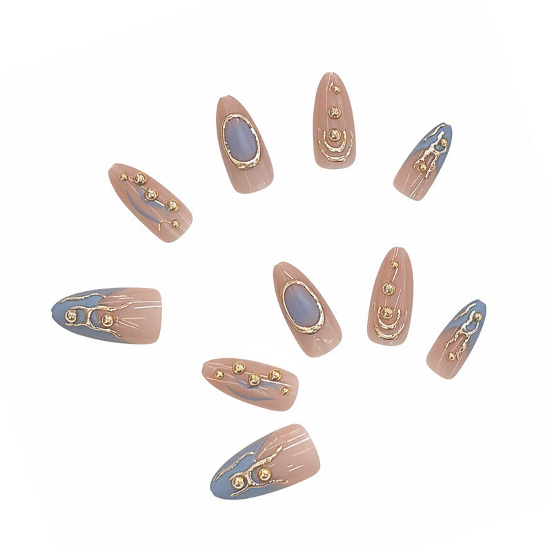 Künstlerisches Metallic Press-On Nagelset Karnz