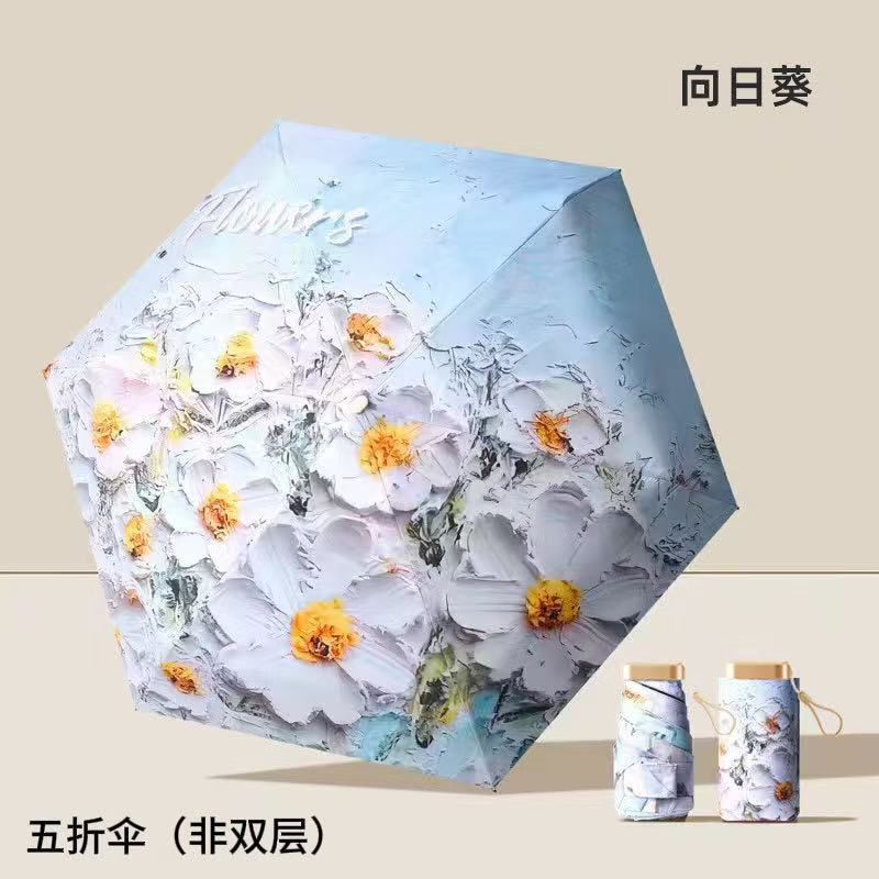 Damen Falt-Regenschirm mit detailgetreuem floralem 3D-Motiv Karnz
