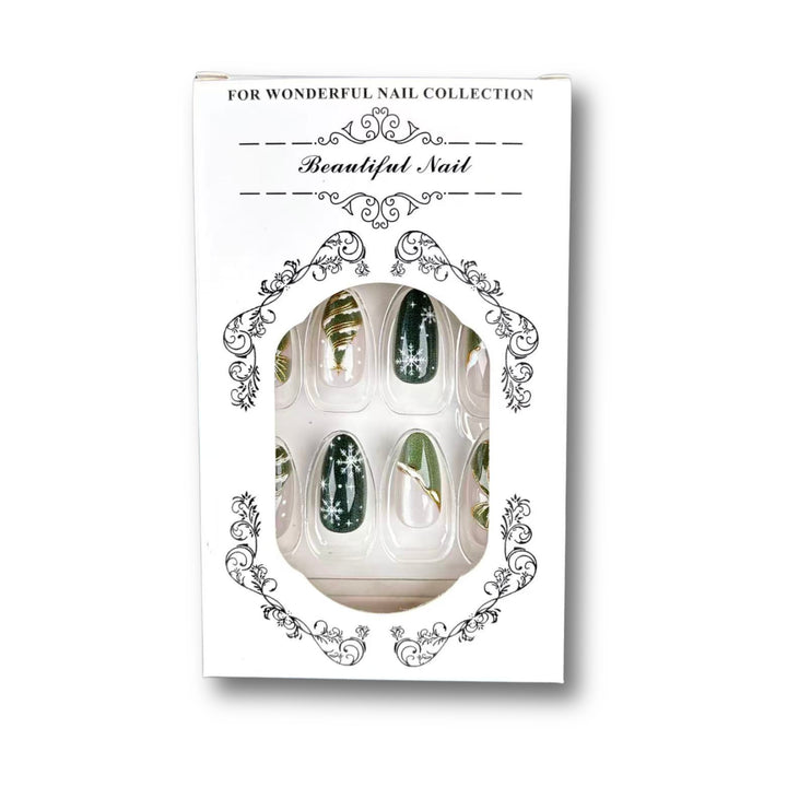 Elegantes, von Feiertagen inspiriertes Press-On Nagelkunstset