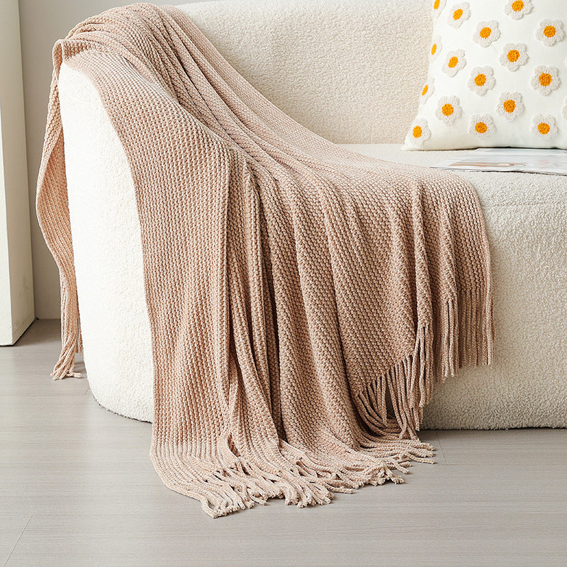 Weiches strukturiertes Strickwurfdecke