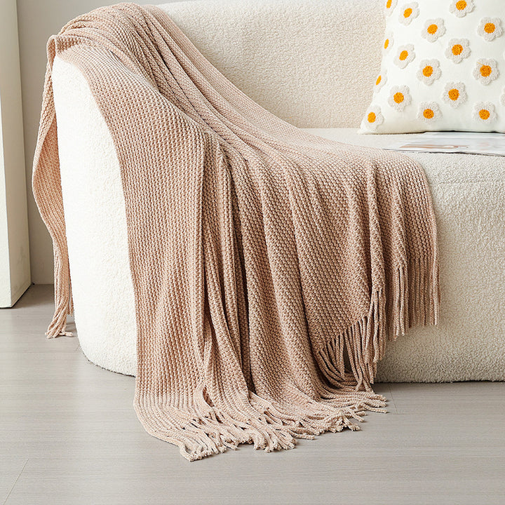 Weiches strukturiertes Strickwurfdecke
