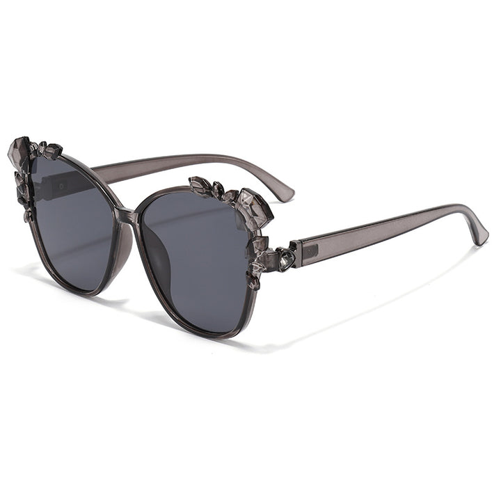 Glamouröse Cat-Eye-Sonnenbrille mit Kristallverzierungen Karnz
