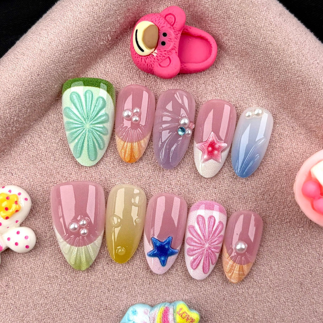 Dekoratives Florales Press-On Nagelset