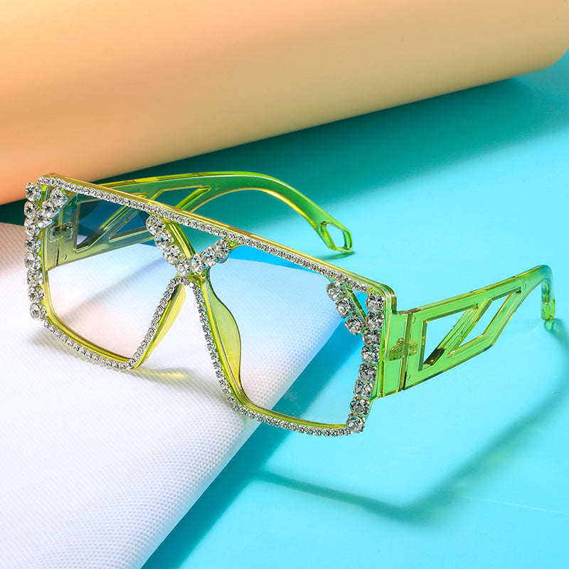 Damen Glamouröse Oversized-Sonnenbrille mit funkelndem Rahmen und UV-Schutz Karnz