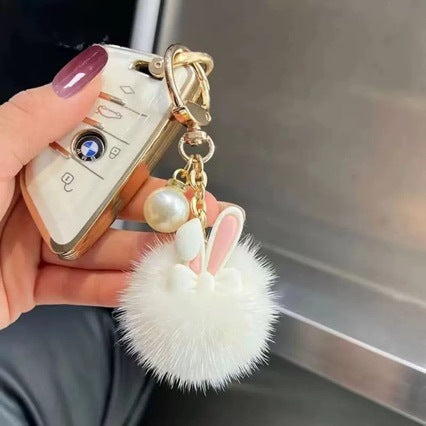 WoCute Bunny Pom Pom Schlüsselanhänger Karnz